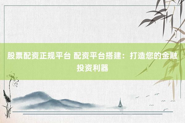 股票配资正规平台 配资平台搭建：打造您的金融投资利器