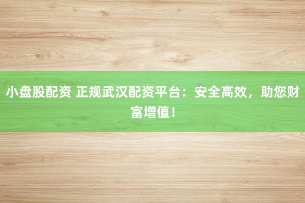 小盘股配资 正规武汉配资平台：安全高效，助您财富增值！