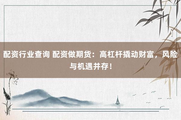 配资行业查询 配资做期货：高杠杆撬动财富，风险与机遇并存！