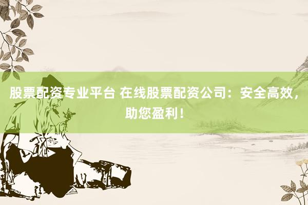 股票配资专业平台 在线股票配资公司：安全高效，助您盈利！