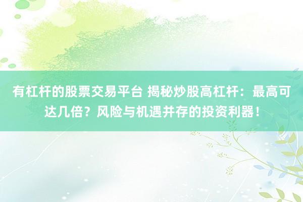 有杠杆的股票交易平台 揭秘炒股高杠杆：最高可达几倍？风险与机遇并存的投资利器！