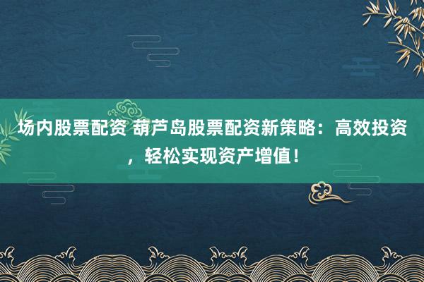 场内股票配资 葫芦岛股票配资新策略：高效投资，轻松实现资产增值！