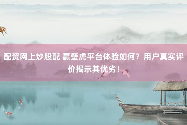 配资网上炒股配 赢壁虎平台体验如何？用户真实评价揭示其优劣！