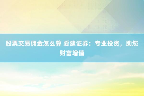 股票交易佣金怎么算 爱建证券：专业投资，助您财富增值