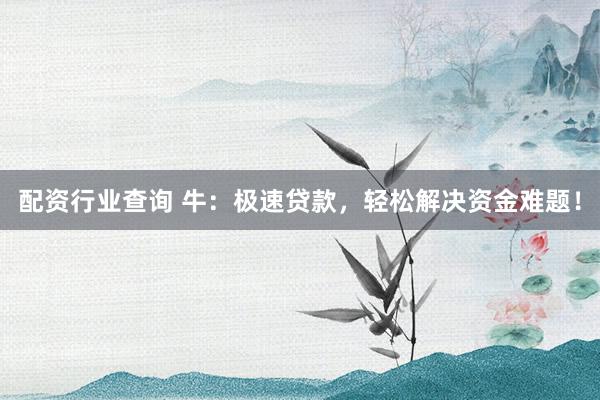 配资行业查询 牛:极速贷款,轻松解决资金难题!
