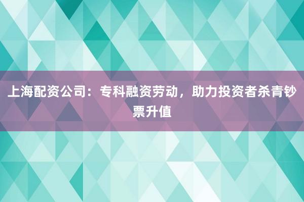 上海配资公司:专科融资劳动,助力投资者杀青钞票升值