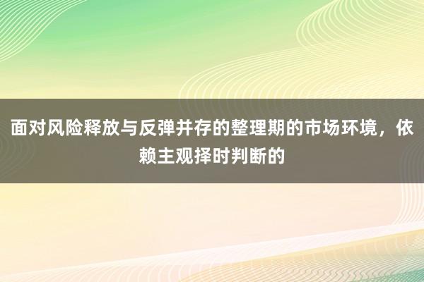 面对风险释放与反弹并存的整理期的市场环境,依赖主观择时判断的